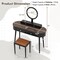 LED Lighted Vanity Table Set with Adjustable Mirror & Cushioned Stool